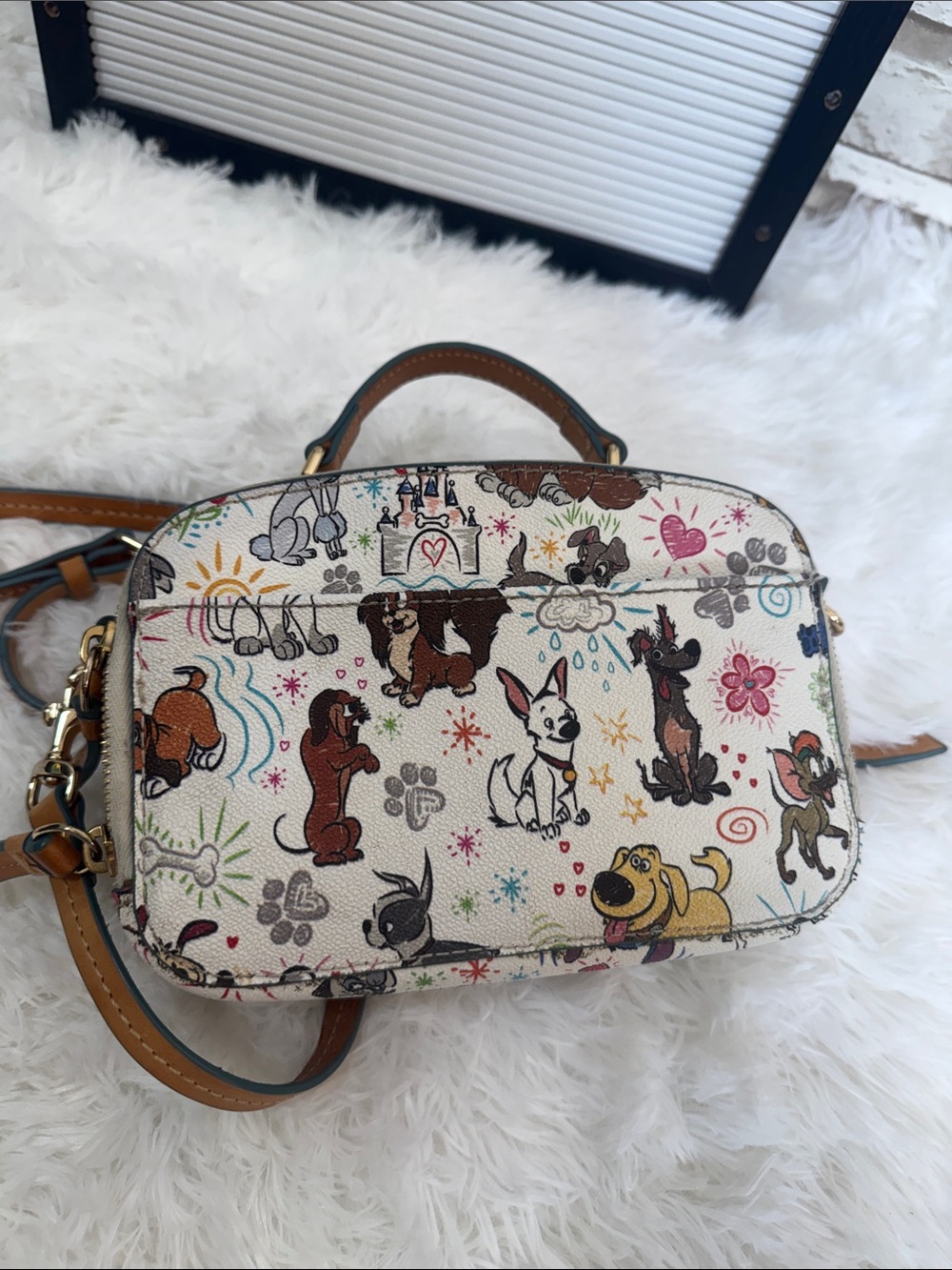 Disney Dooney and Bourke Dogs Paw Prints Sketch Ambler Crossbody Bag - Picture 3 of 16